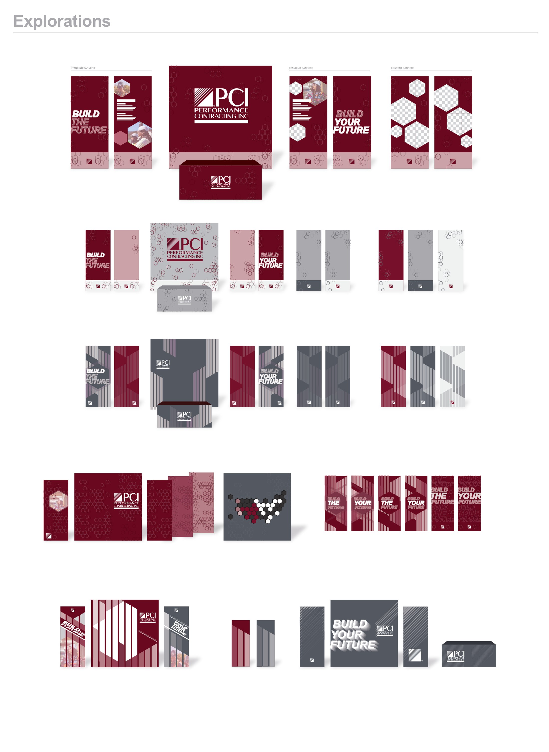 PCG banners environmental and collateral mockups