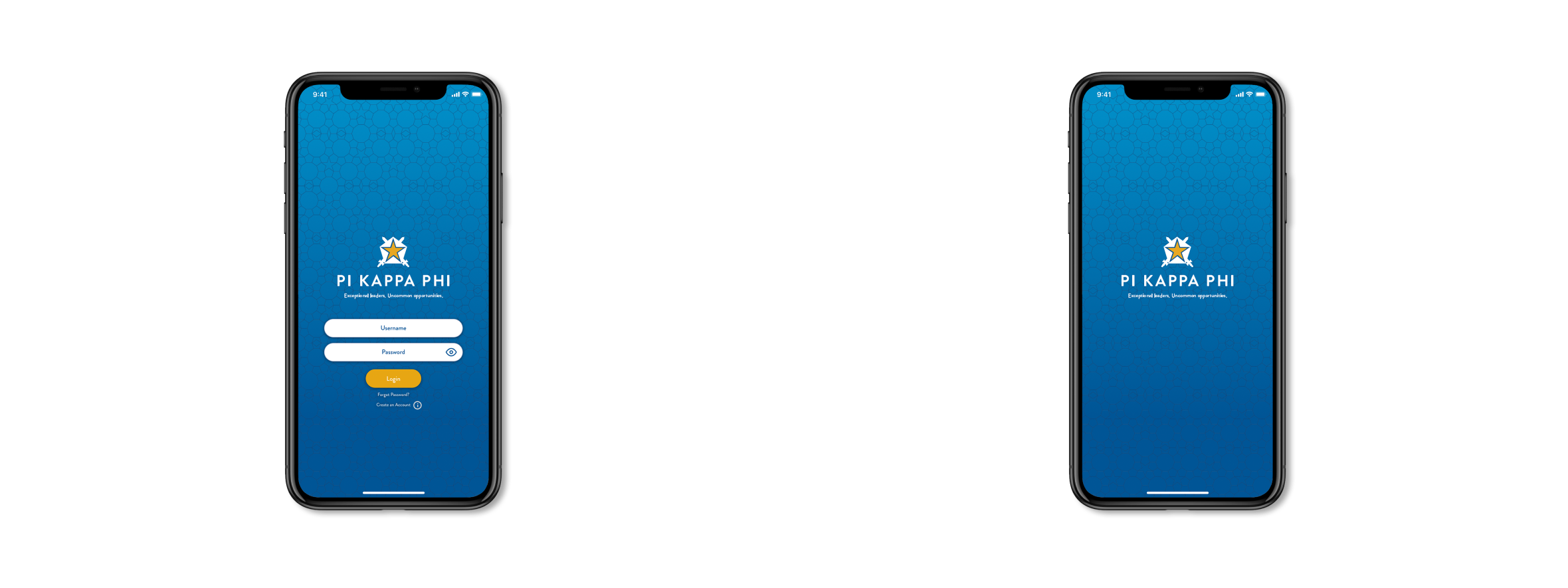 Pi Kapp App login and splash screens